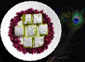 A picture of Watermelon Rind Burfi /Tarbooz ke Chilke ki Burfi.