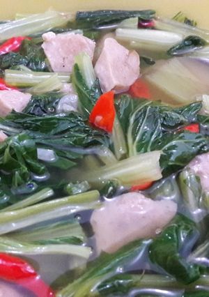 Foto resep Tumis kuah Sawi hijau campur bakso