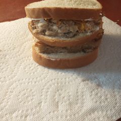 A picture of Tuna Casserole Triple Decker Homewrecker Sandwich.