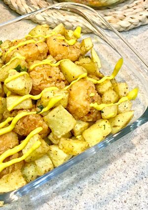 صورة لوصفة صينية البطاطا والربيان بنكهة الزعتر البري🍤✨