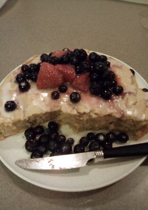 A picture of Gf Cinnamon roll cake!.