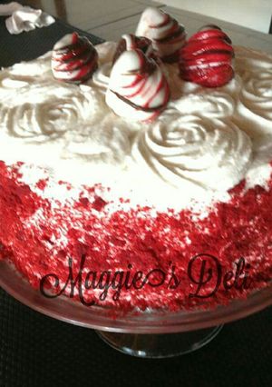 Una foto de Red velvet cheesecake