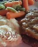 Carne de hamburguesa con gravy de Cebolla
