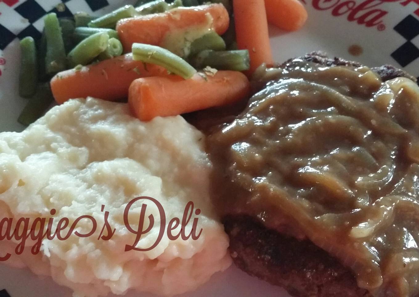 Carne de hamburguesa con gravy de Cebolla