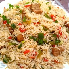 A picture of Chinese beef Pulao.
