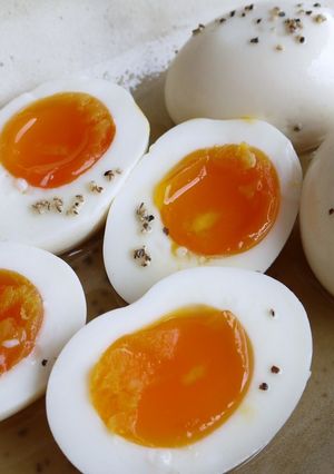 A picture of Salt-Marinated Eggs with Sesame Oil Flavor.