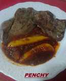 Hígado de cordero con tomate y pimiento amarillo