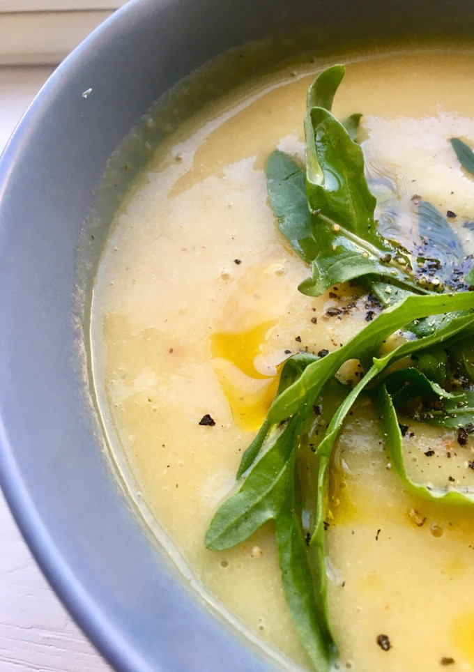 A picture of Spiced Leek, Potato and Parsnip Soup.