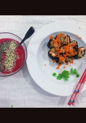 Hình của món 🍙 🍵Cơm cuộn gimbap Tôm + Smoothie Eat Clean.