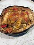 Berenjena rellena de pollo