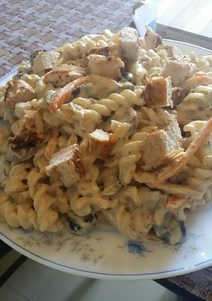 صورة لوصفة مكرونة بالصوص الابيض