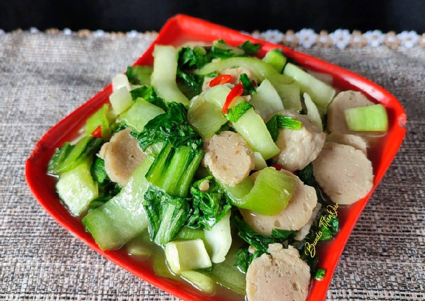 Pokcoy Bakso Saus Tiram