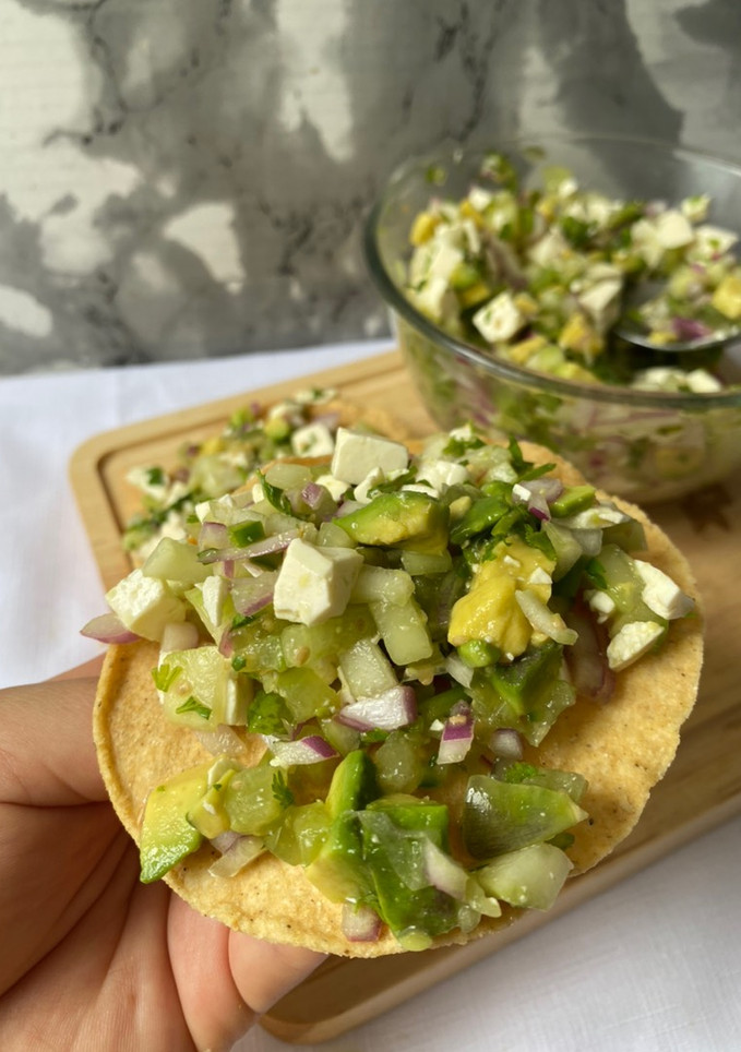 Una foto de Ceviche de queso panela
