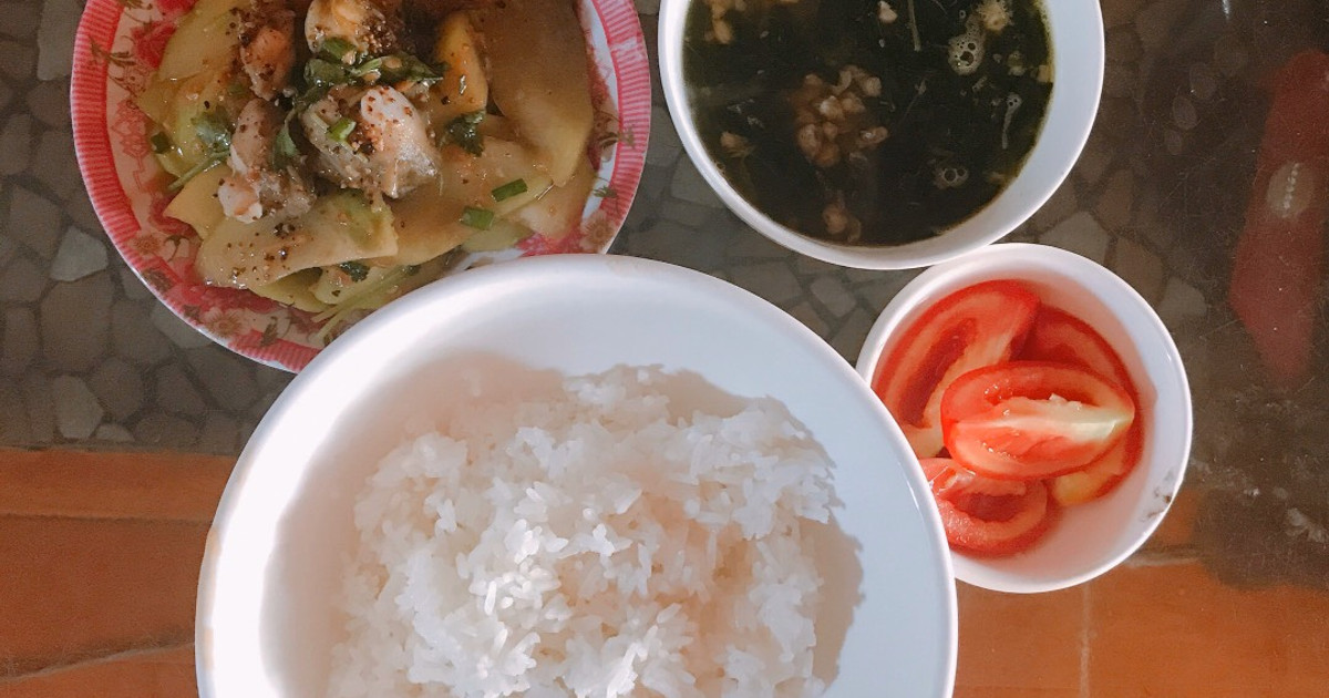 Cách Làm Món Cơm 1 Người #1 Su Su Xào Hàu Sữa + Canh Hến Rau Ngót của ...