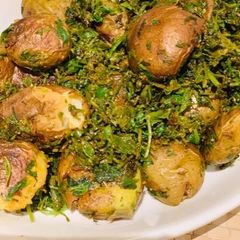A picture of Methi with baby potatoes.
