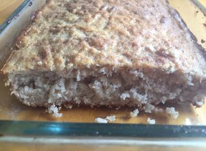 Una foto de Queque/budín de plátano/banana sin huevos ni leche