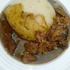 A picture of Semo with baobab soup(miyar kuka) and manshanu.