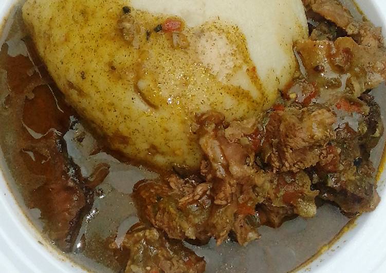 Recipe of Favorite Semo with baobab soup(miyar kuka) and manshanu