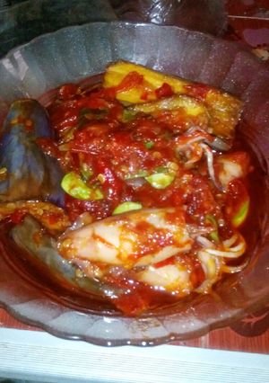 Foto resep Balado cumi asin dan terong