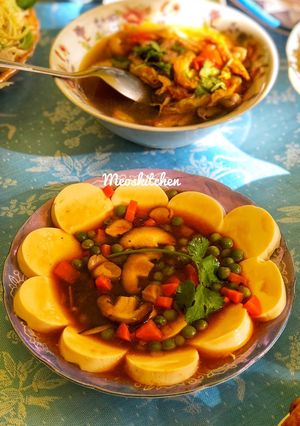 Hình của món Đậu Hũ Non Xốt Nấm Chay.