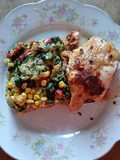 Espinaca al puré con pollo al horno