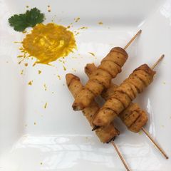 A picture of Spiral Baby corn skewers.