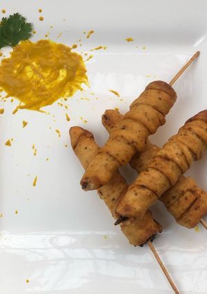 A picture of Spiral Baby corn skewers.