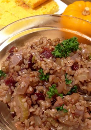 A picture of Apple Walnut Brown Rice Stuffing / Dressing.