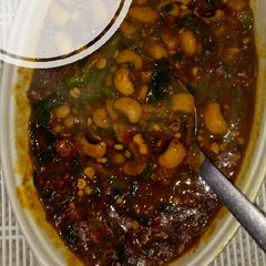 A picture of Okro+ moringa soup.