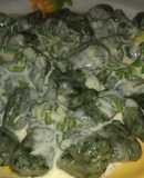Ñoquis de acelga con salsa de verdeo