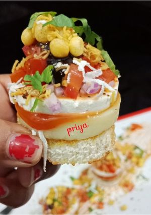 A picture of Bread Sev Puri Chaat.