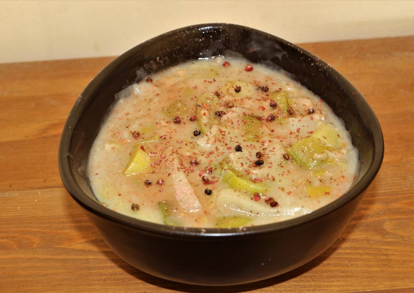 Soupe de poireaux aux flocons d'avoine