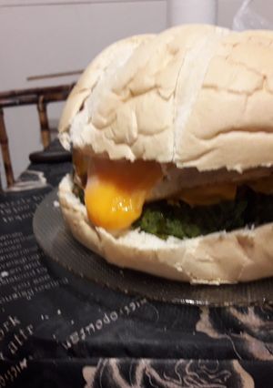 Una foto de Súper hamburguesa de pollo y espinaca