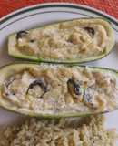 Calabacitas rellenas de requesón con aceitunas