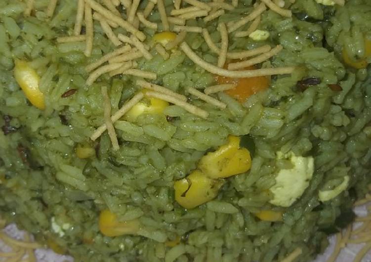 Recipe of Ultimate Corn palak paneer rice