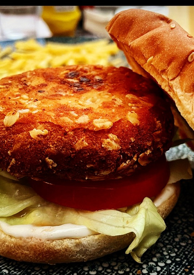 Una foto de Burger de pollo casera