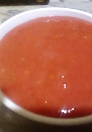 A picture of Homemade tomato puree.