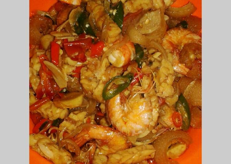 Resep Tumis Udang Mix Tempe kikil Lezat