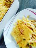 Nudel-Schinken-Gratin mit Erbsen