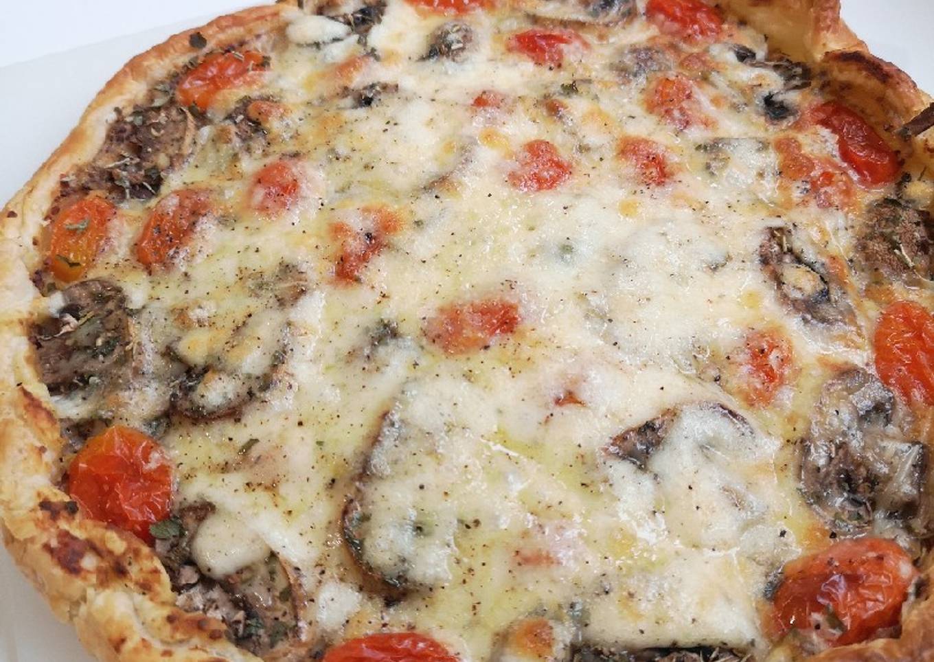 Tarte tomates cerises champignons mozarelle