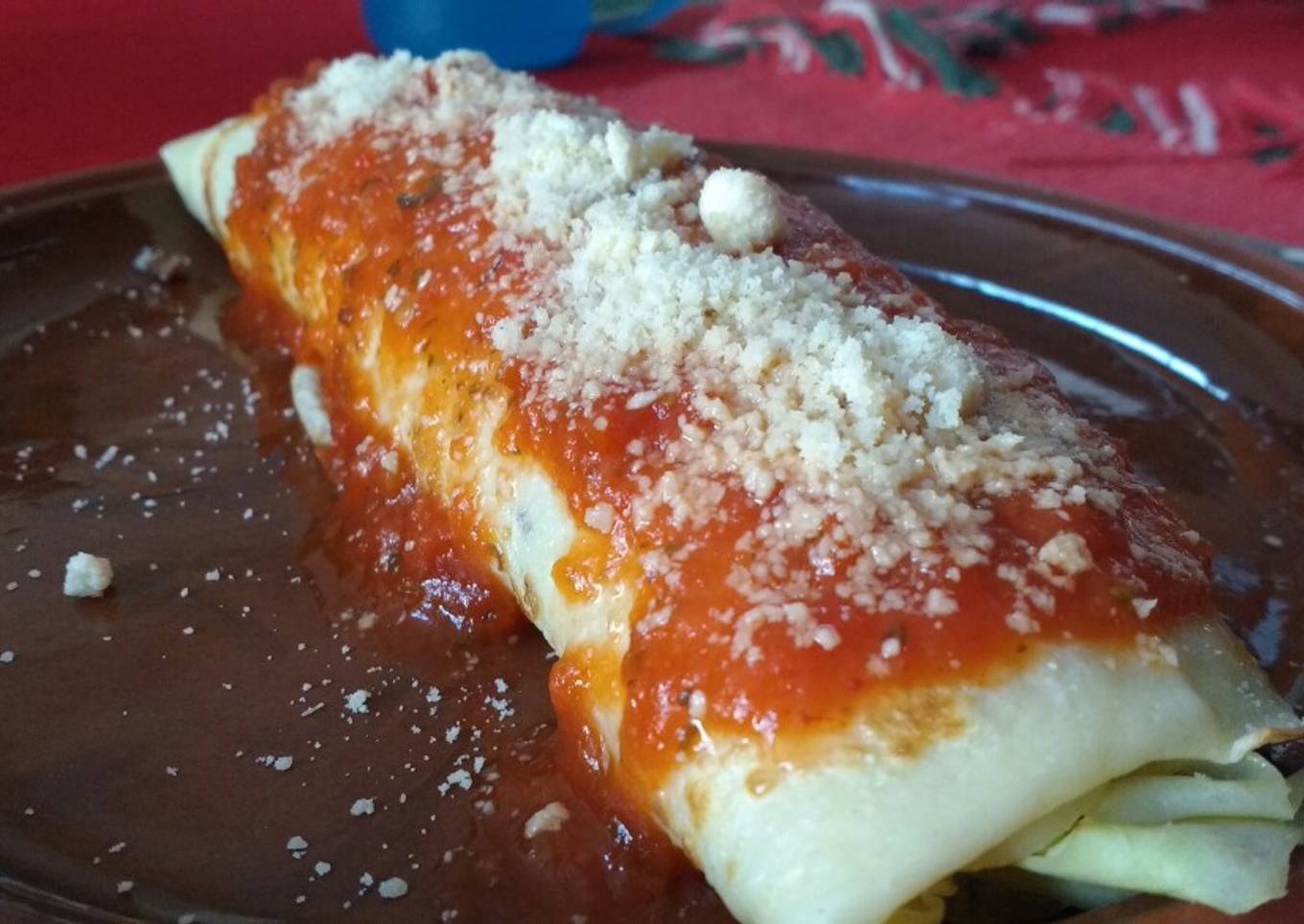Crepes de carne molida y vegetales