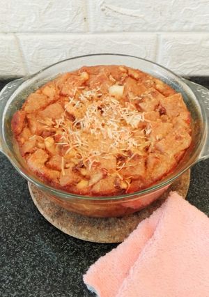 Foto resep Puding Roti Pisang Keju (panggang)