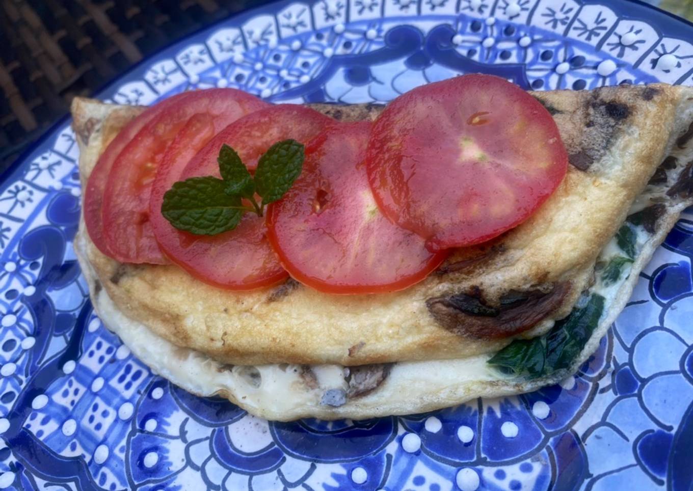 Omelette de espinaca y champiñones con claras