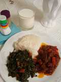 Ugali,greens and mbuzi fry
