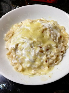 Una foto de Fettuccine con salsa de queso fitness!!