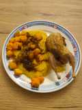 Caille au four avec polenta crémeuse et butternut rôti