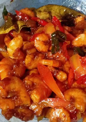 Foto resep Tumis udang kecap pedas