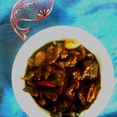 A picture of Mutton liver curry.