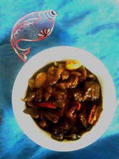 A picture of Mutton liver curry.