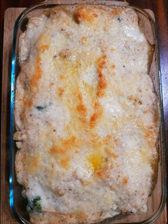 Una foto de Brócoli y coliflor gratinado con salsa blanca
